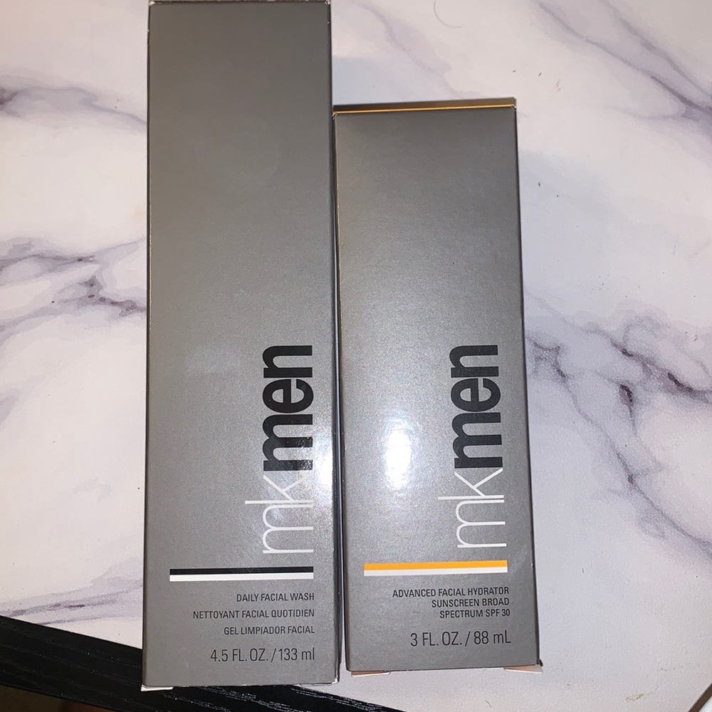 Men’s facial wash and moisturizer/sunscreen